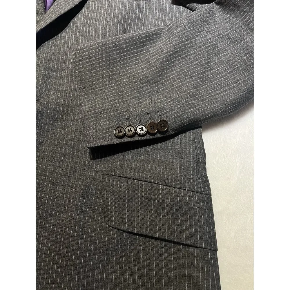 Paul Smith Abbey Road Suit 38R 33x33 Slim Gray Stripe Italian Wool Designer